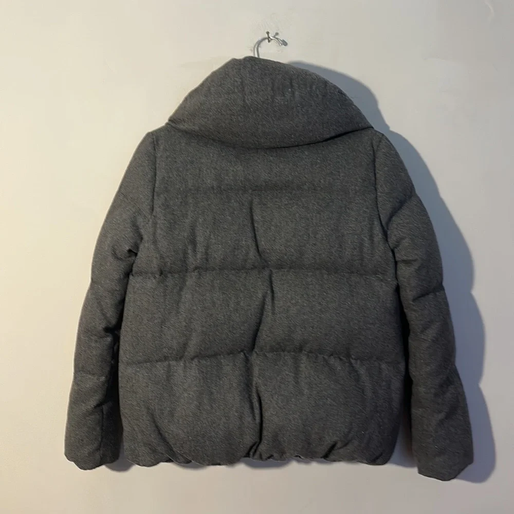 SPICK and SPAN Grey Down Filked wool puffer crop jacket coat women size 36